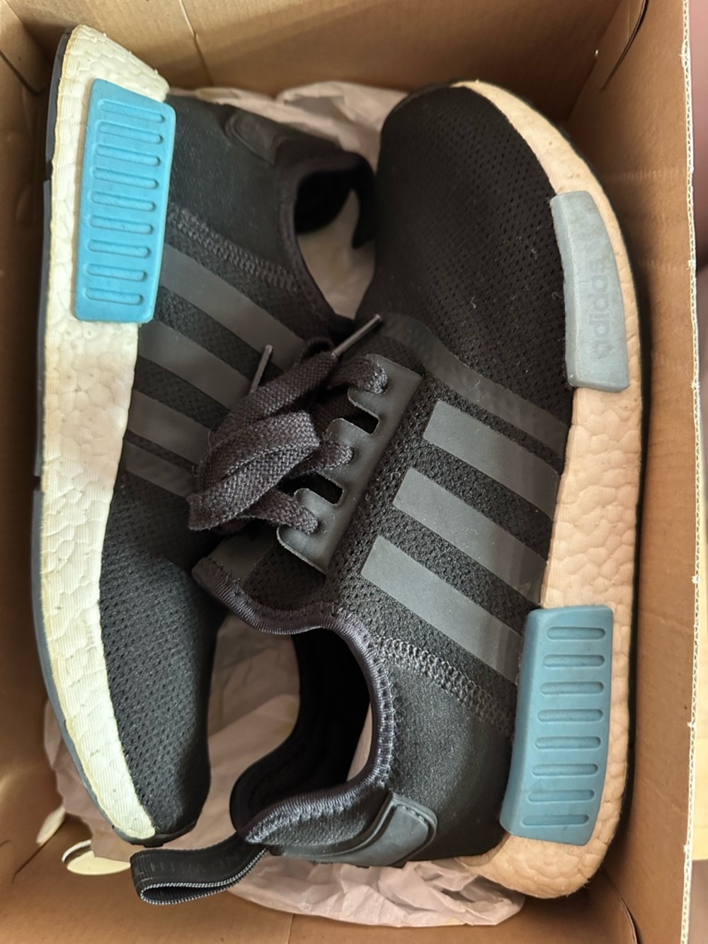 adidas Black Knit Sneakers with Light Blue Accents